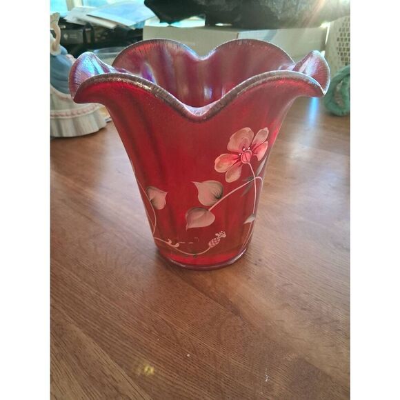 Fenton Collectible Art Glass 100th Annv SIGNED Founder 2005 Vase Hand Painted